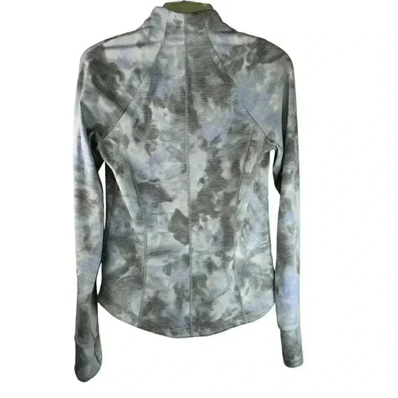 Athleta Women's Blue Gray Stripped Full Zip Thumbhole Jacket Small - Picture 4 of 8